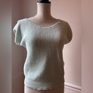 VTG 80s Handmade Knit Crochet Sleeveless Mint Green Women's Sweater 80s Small